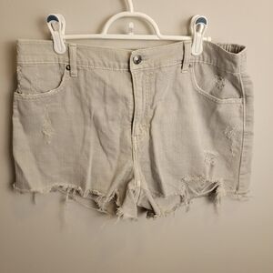 Aerie Light Gray Distressed Jean Shorts